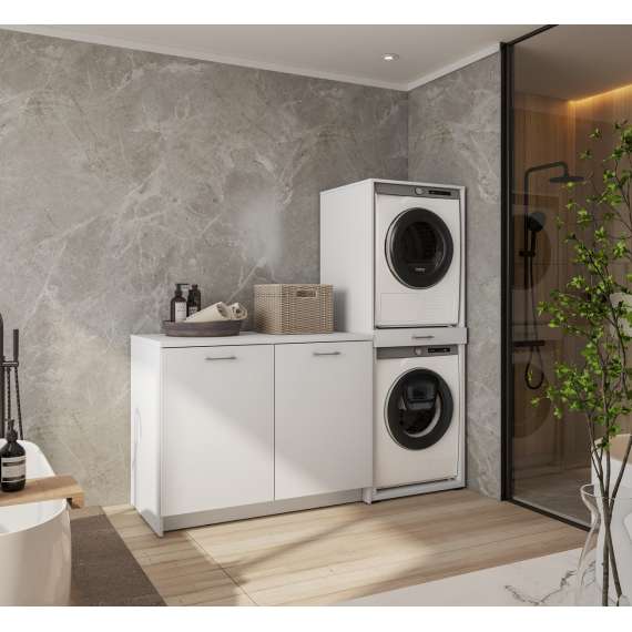 Skap til vaskemaskin og tørketrommel ASA 69x189 cm - hvit