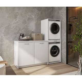 Skap til vaskemaskin og tørketrommel ASA 69x189 cm - hvit
