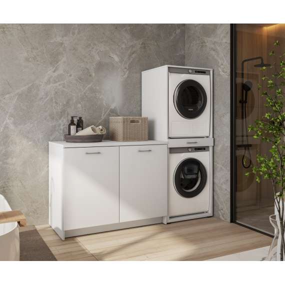 Skap til vaskemaskin og tørketrommel ASA 69x189 cm - hvit