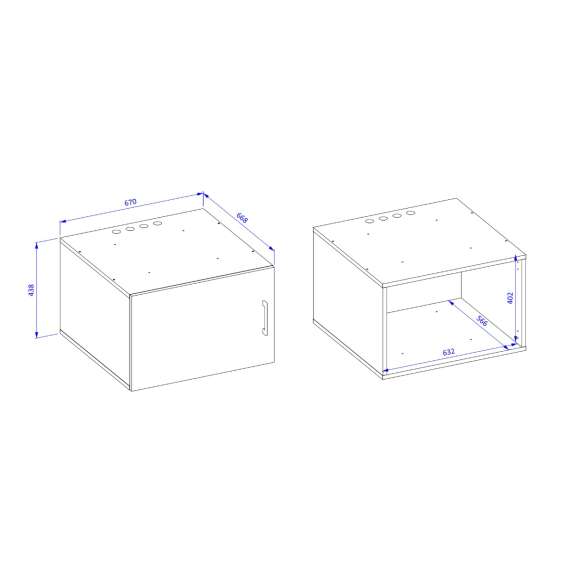 Overskap til vaskemaskinskap ASA 67x44 cm - hvit