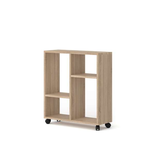 Sidebord TRASCO 2 - 60x65 cm - svart hjul - eik sonoma