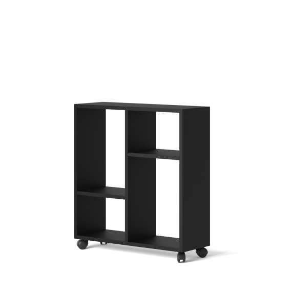 Sidebord TRASCO 2 - 60x65 cm - svart hjul - svart matt