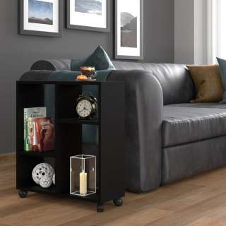 Sidebord TRASCO 2 - 60x65 cm - svart hjul - svart matt