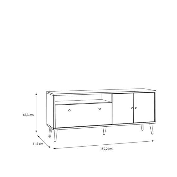 Tv-benk HARLLSON - 160x68 cm - salvie grønn - eik mauvella