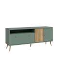 Tv-benk HARLLSON - 160x68 cm - salvie grønn - eik mauvella
