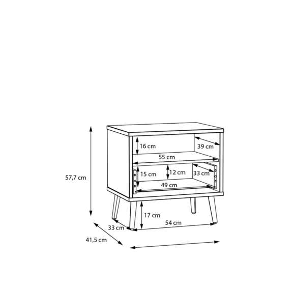 Nattbord HARLLSON 60x58 cm - salvie - eik mauvella - 1 skuff