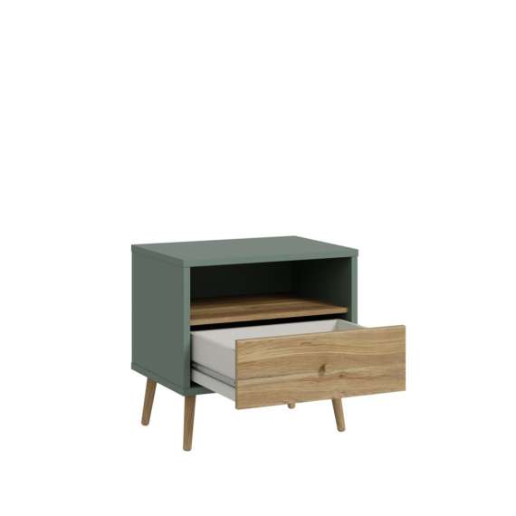 Nattbord HARLLSON 60x58 cm - salvie - eik mauvella - 1 skuff