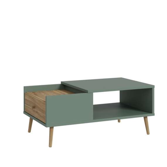 Sofabord HARLLSON 106x60 cm - salvie grønn - eik mauvella - 1 skuff