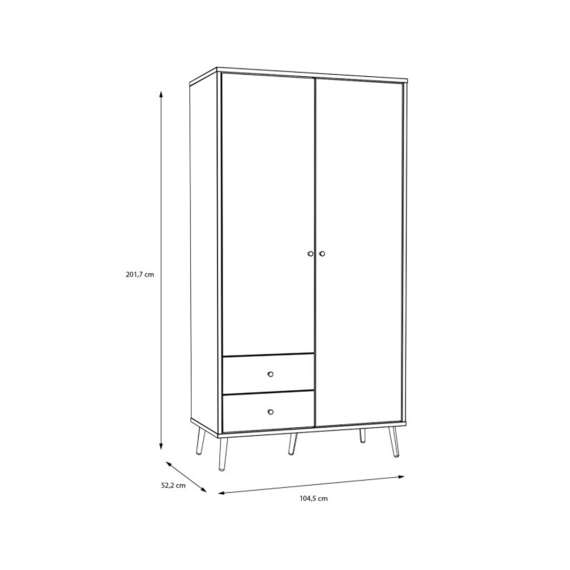 Garderobeskap HARLLSON - 105x202 cm - grønn salvie - eik mauvella