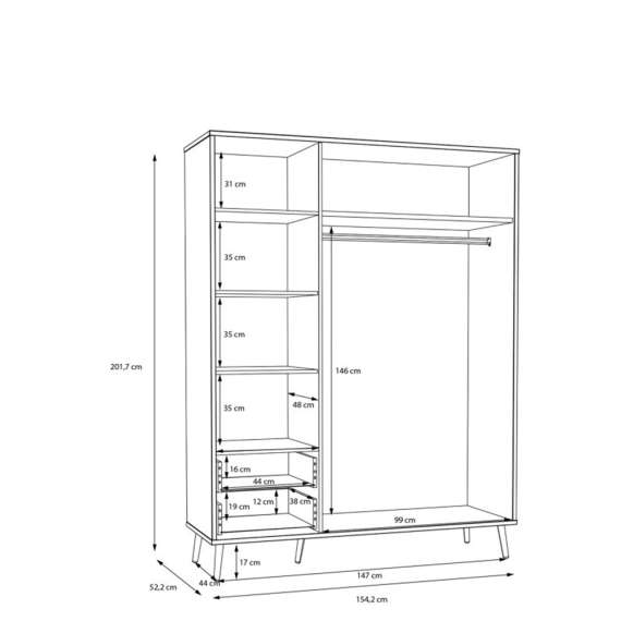 Garderobeskap HARLLSON - 155x202 cm - grønn salvie
