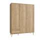 Garderobeskap HARLLSON - 155x202 cm - eik mauvella - 3 dører - 2 skuffer