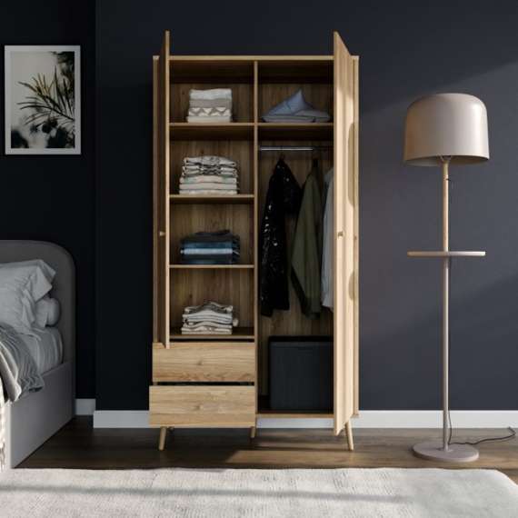 Garderobeskap HARLLSON - 105x202 cm - eik mauvella