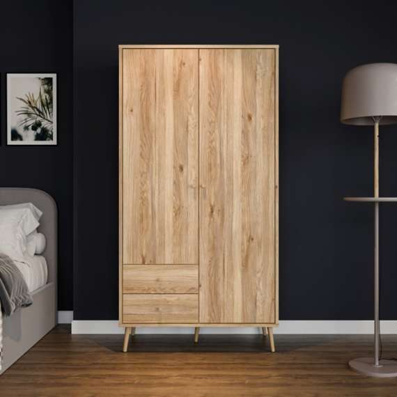 Garderobeskap HARLLSON - 105x202 cm - eik mauvella