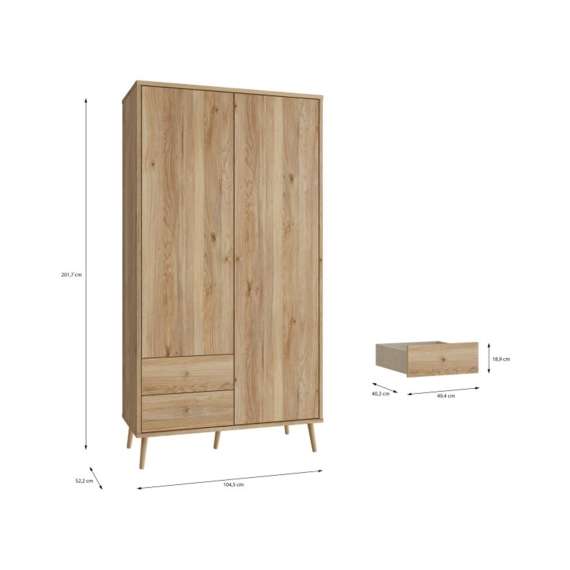 Garderobeskap HARLLSON - 105x202 cm - eik mauvella