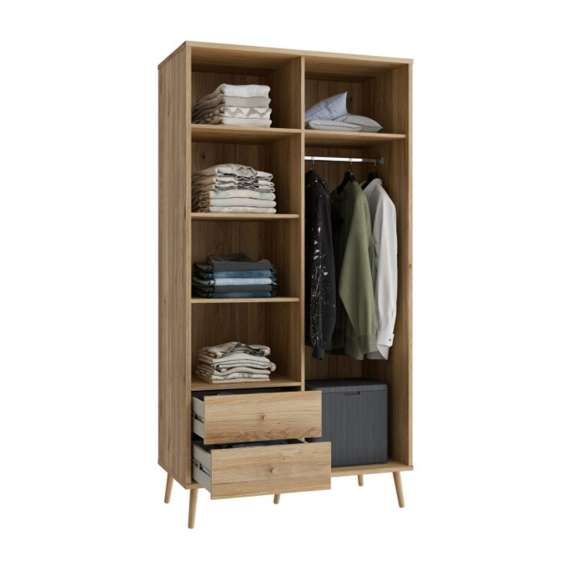 Garderobeskap HARLLSON - 105x202 cm - eik mauvella