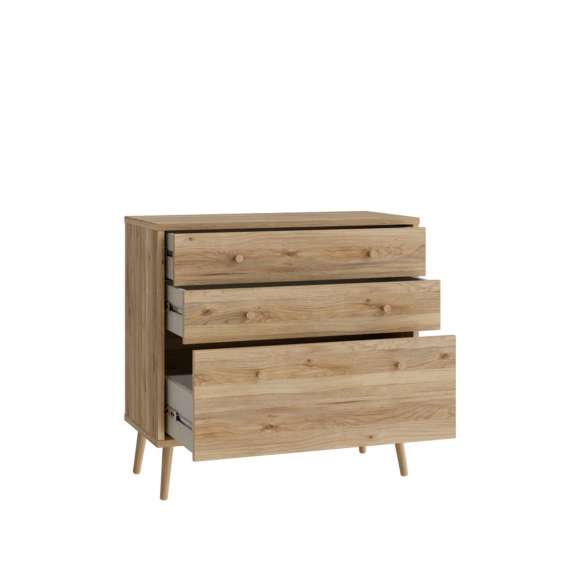 Kommode HARLLSON - 90x86 cm - eik mauvella - 3 skuffer