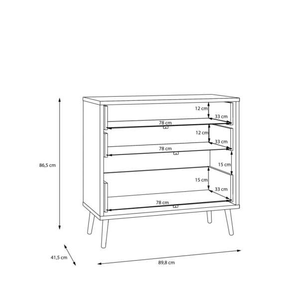 Kommode HARLLSON - 90x86 cm - eik mauvella - 3 skuffer