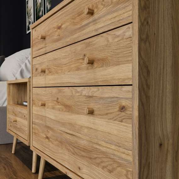 Kommode HARLLSON - 90x86 cm - eik mauvella - 3 skuffer