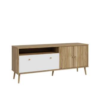 Tv-benk HARLLSON - 159x67 cm - eik mauvella - hvit matt - 3 dører