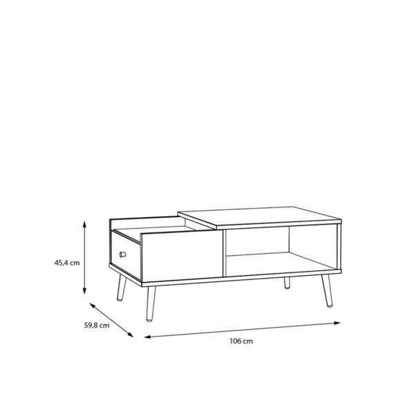 Sofabord HARLLSON 106x60 cm - eik mauvella - hvit matt - 1 skuff