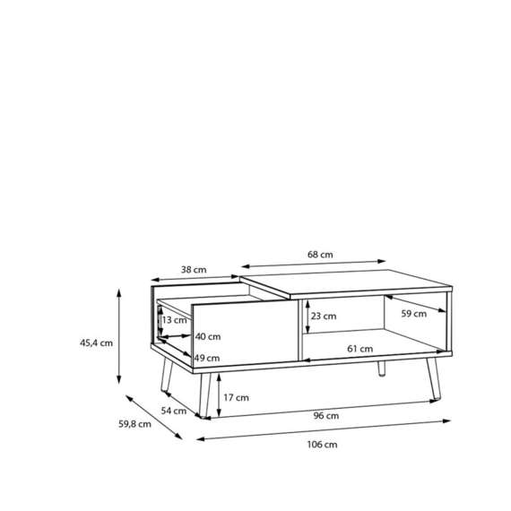 Sofabord HARLLSON 106x60 cm - eik mauvella - hvit matt - 1 skuff