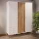 Garderobeskap HARLLSON - 155x202 cm - hvit matt - eik mauvella - 3 dører - 2 skuffer