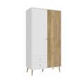 Garderobeskap HARLLSON - 105x202 cm - hvit matt - eik mauvella
