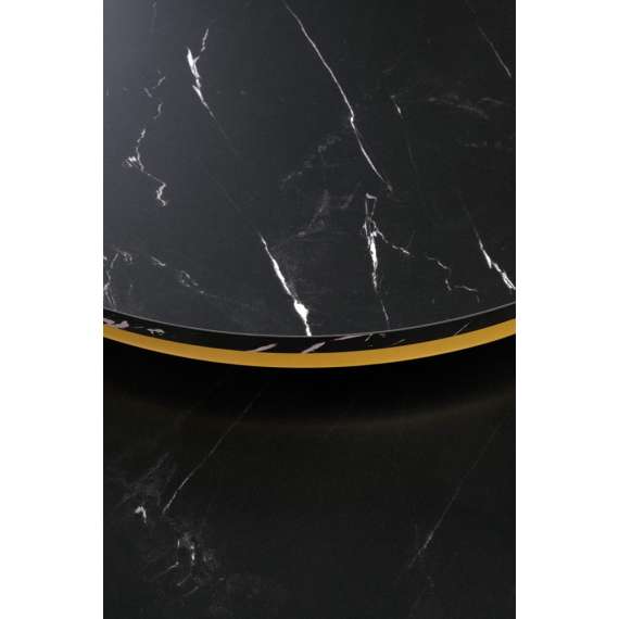 Bordsett PAOLA Ø38 - Ø60 cm - svart imitasjon marmor - gull undestell