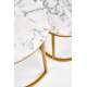 Bordsett PAOLA Ø38 - Ø60 cm - hvit imitasjon marmor - gull undestell