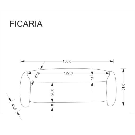 Sittebenk FICARIA - crem bouclé - oppbevaringsplass