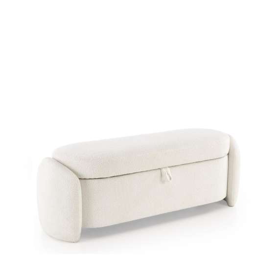 Sittebenk FICARIA - crem bouclé - oppbevaringsplass