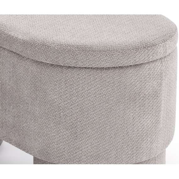 Sittebenk VIVA - 95x47 cm - grå stoff - oppbevaringsplass