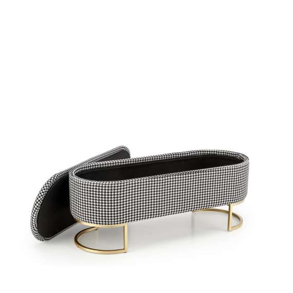 Sittebenk HARMONY - 104x44 cm - hundetann mønster - oppbevaringsplass