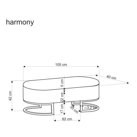 Sittebenk HARMONY - 104x44 cm - hundetann mønster - oppbevaringsplass
