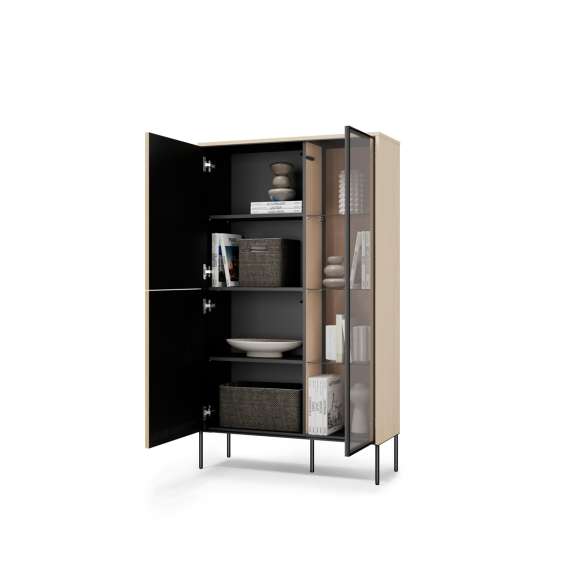 Vitrineskap Flow 92x157 cm - eik - med LED lys