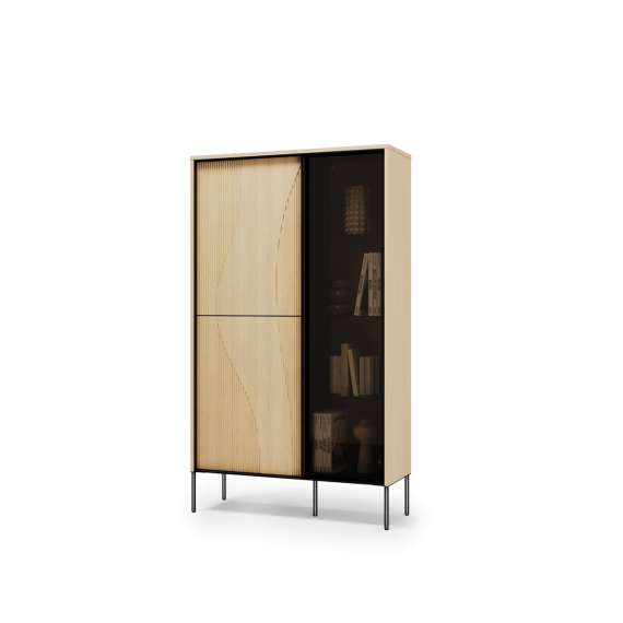 Vitrineskap Flow 92x157 cm - eik - med LED lys