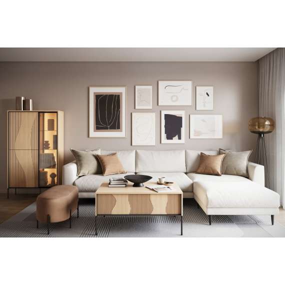 Vitrineskap Flow 92x157 cm - eik - med LED lys