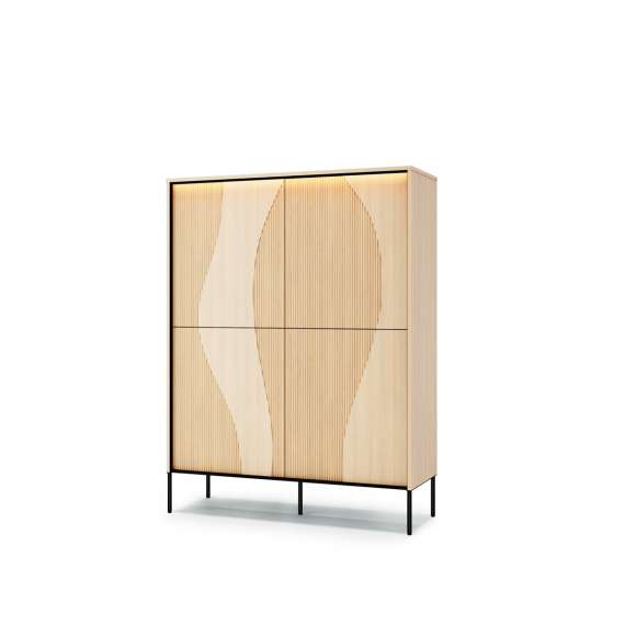 Skap Flow 112x148 cm - eik - med LED lys