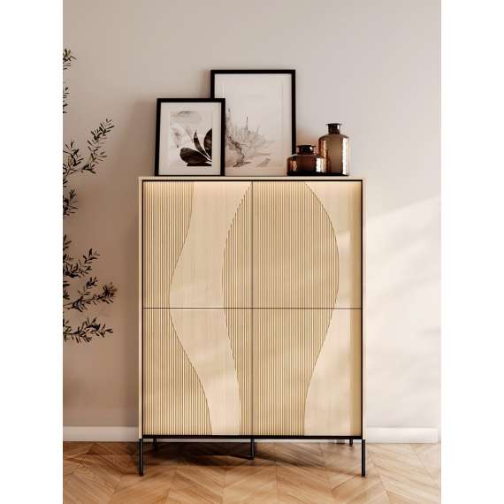 Skap Flow 112x148 cm - eik - med LED lys