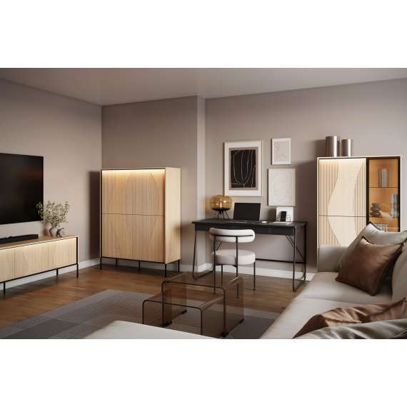 Tv-benk Flow 193x57 cm - eik - med LED lys