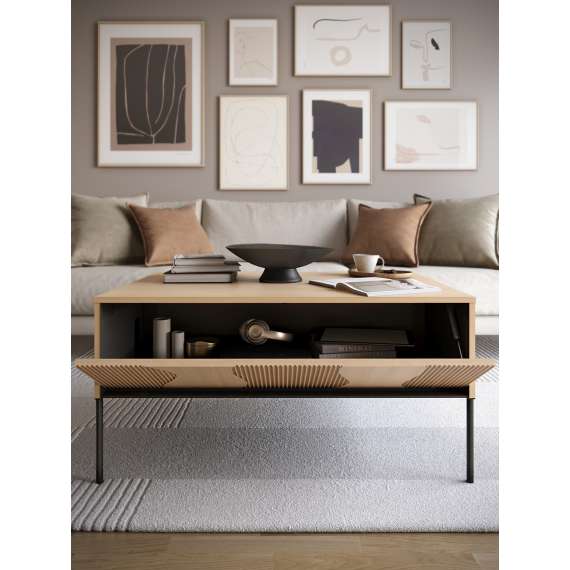 Stuebord Flow 193x57 cm - eik - med oppbevaring