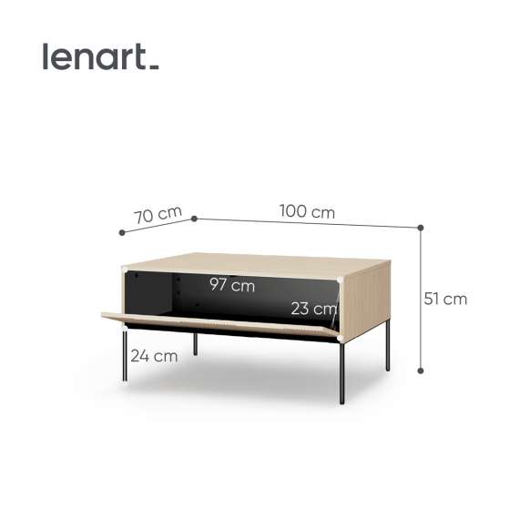 Stuebord Flow 193x57 cm - eik - med oppbevaring
