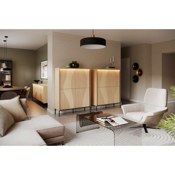 Stuebord Flow 193x57 cm - eik - med oppbevaring