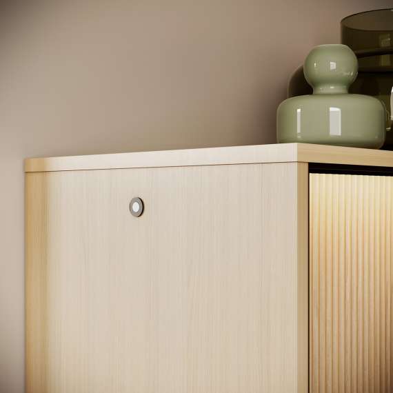 Nattbord Flow 46x51 cm - eik - med LED lys