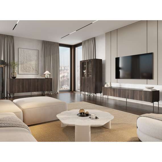 Tv-benk VERA 190x50cm -  eik ristretto - 4 dører