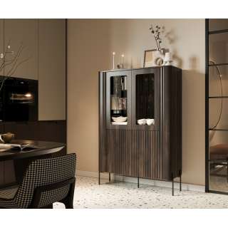 Vitrineskap VERA 110x160cm -eik ristretto  - 2 dører - belysning