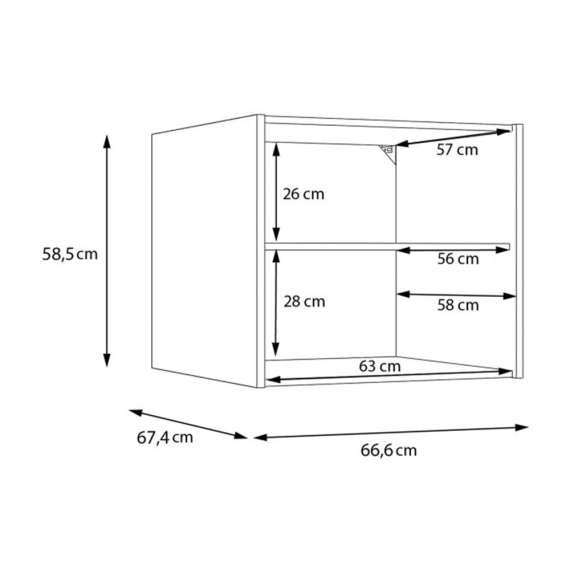 Overskap WASHCAB 67x58 cm - 1 dør - beige sand