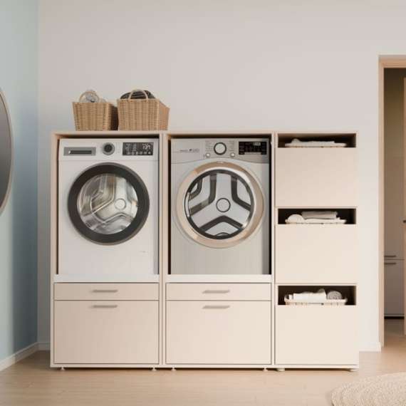 Vaskemaskinskap WASHCAB 67x144 cm - med skuff - beige sand