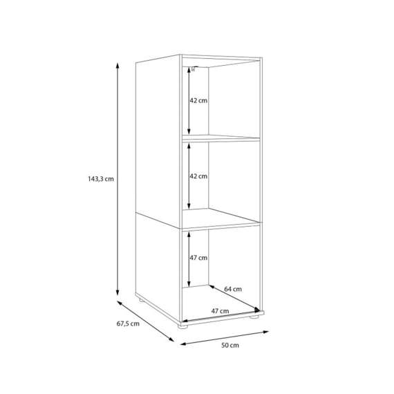 Skap WASHCAB 50x144 cm - 3 dører beige sand