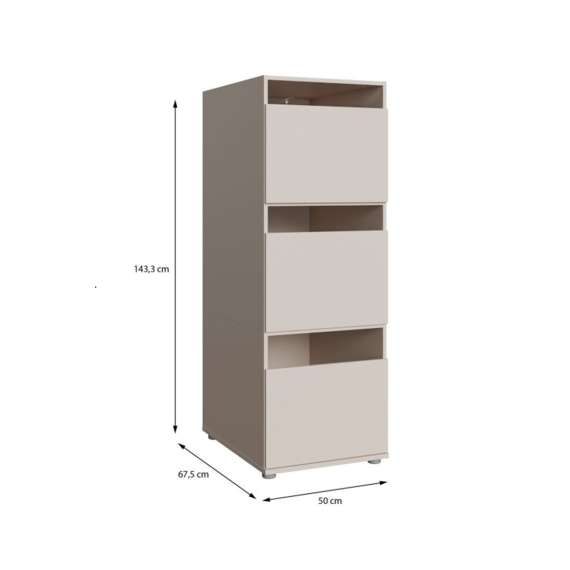 Skap WASHCAB 50x144 cm - 3 dører beige sand
